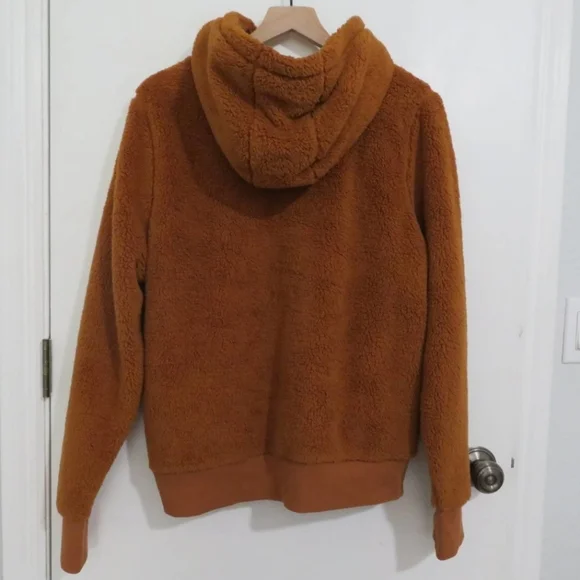 ❤️ Athleta Tugga Sherpa Hoodie Pullover in Cattail Brown Sz L - Picture 2 of 2